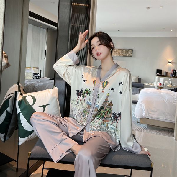 women's sleepwear spring v neck women's pajamas set print sleepwear like silk nightie leisure long sleeve button homewear nightwea, Black;red
women's sleepwear spring v neck women's pajamas set print sleepwear like silk nightie leisure long sleeve button homewear nightwea, Black;red