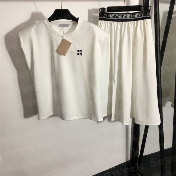 embroidered womens tank dress suits shoulder pad vest letter webbing high waist split skirts casual sets for female, White
embroidered womens tank dress suits shoulder pad vest letter webbing high waist split skirts casual sets for female, White