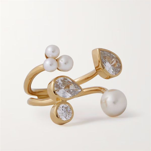 2023 new pearl water drops zircon open ring niche design premium fine french light luxury vintage jewelry accessories, Silver
2023 new pearl water drops zircon open ring niche design premium fine french light luxury vintage jewelry accessories, Silver
