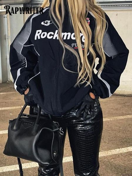 women's jackets rapwriter streetwear fashion letter print coats zipper racing 2023 female y2k casual clothing blokecore ouewears outfit, Black
women's jackets rapwriter streetwear fashion letter print coats zipper racing 2023 female y2k casual clothing blokecore ouewears outfit, Black