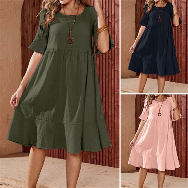 casual dresses woman summer fashion dresses women's casual half flare sleeve o neck solid color cotton linen medium long a line dress 2, Black;gray
casual dresses woman summer fashion dresses women's casual half flare sleeve o neck solid color cotton linen medium long a line dress 2, Black;gray