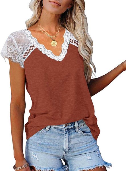 women's lace basic v-neck t-shirts short sleeve loose fitting tunic tank 2i9m, White
women's lace basic v-neck t-shirts short sleeve loose fitting tunic tank 2i9m, White