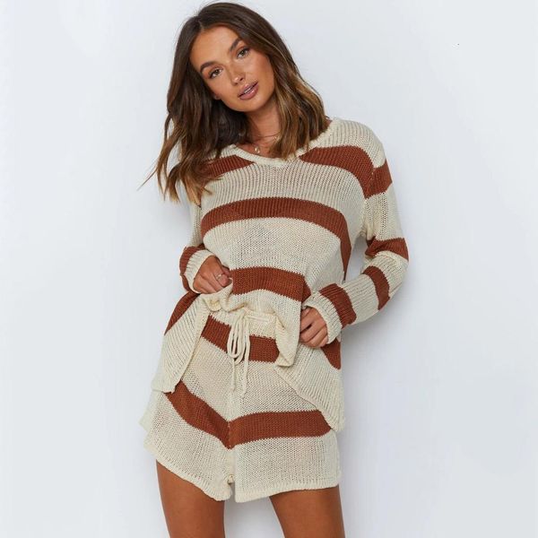 womens two piece pants casual knitted autumn women suit long sleeve with shorts for vneck loose striped sweater two piece set 230321, White
womens two piece pants casual knitted autumn women suit long sleeve with shorts for vneck loose striped sweater two piece set 230321, White
