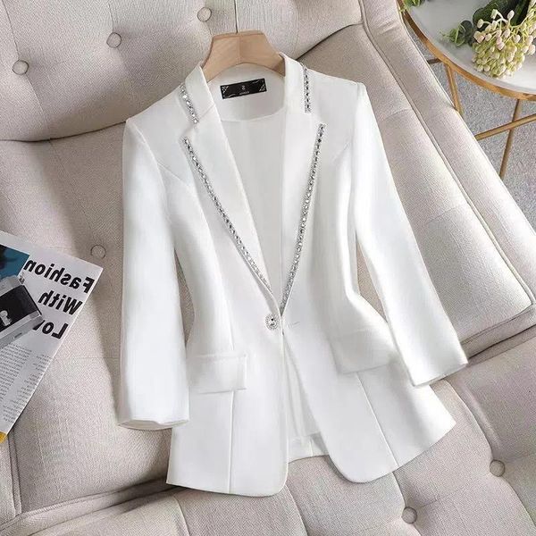 women's suits blazer's diamondencrusted summer sunscreen jacket white suit thin full drill 230321, White;black
women's suits blazer's diamondencrusted summer sunscreen jacket white suit thin full drill 230321, White;black
