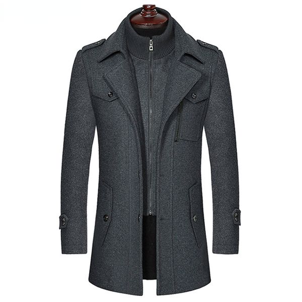 men's wool blends fake two pieces black trench coat men winter thicken warm mens cashmere slim fit en peacoat 230321
men's wool blends fake two pieces black trench coat men winter thicken warm mens cashmere slim fit en peacoat 230321
