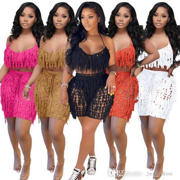 2023 summer womens designer tracksuits 2 piece sets see through knitted hand hook tassel beach shorts suit, Gray
2023 summer womens designer tracksuits 2 piece sets see through knitted hand hook tassel beach shorts suit, Gray