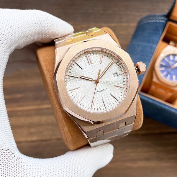 luxury men's watch 43mm stainless rose gold case automatic mechanical classic fashion royal series, Slivery;brown
luxury men's watch 43mm stainless rose gold case automatic mechanical classic fashion royal series, Slivery;brown