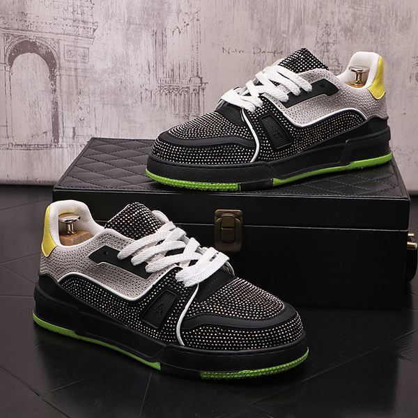 luxury rhinestone sneakers men platform casual shoes round toe lace-up walking shoes mens solid color crystal designer sneakers, Black
luxury rhinestone sneakers men platform casual shoes round toe lace-up walking shoes mens solid color crystal designer sneakers, Black
