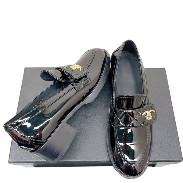 womens dress shoes slip on loafers lambskin patent leather chunky heels 4.5cm quilted texture sandals gold-tone metal for normal suit retro, Black
womens dress shoes slip on loafers lambskin patent leather chunky heels 4.5cm quilted texture sandals gold-tone metal for normal suit retro, Black