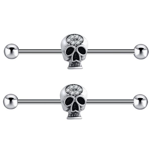 stainless steel skull gold industrial piercing barbell earring 14g cross ear industrial piercing bar lightning pircing car, Silver
stainless steel skull gold industrial piercing barbell earring 14g cross ear industrial piercing bar lightning pircing car, Silver