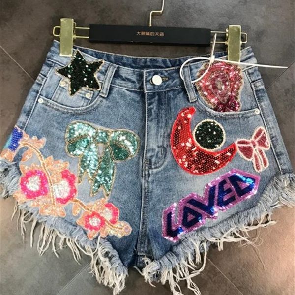 women's shorts deat 2023 arrivals moon stars sequins embroidery tassel patch raw denim female fashion temperament women me670 230320, White;black
women's shorts deat 2023 arrivals moon stars sequins embroidery tassel patch raw denim female fashion temperament women me670 230320, White;black