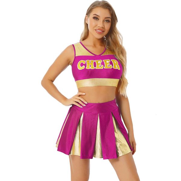 two piece dress womens cheerleading uniform cheerleader costume shiny letter printing v neck crop with color block pleated mini skirt set 23, White
two piece dress womens cheerleading uniform cheerleader costume shiny letter printing v neck crop with color block pleated mini skirt set 23, White