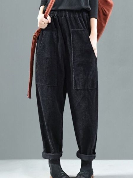 women's pants capris gorgeous solid color harem pants for effortless style corduroy elastic waist full length pockets lady pants loose, Black;white
women's pants capris gorgeous solid color harem pants for effortless style corduroy elastic waist full length pockets lady pants loose, Black;white