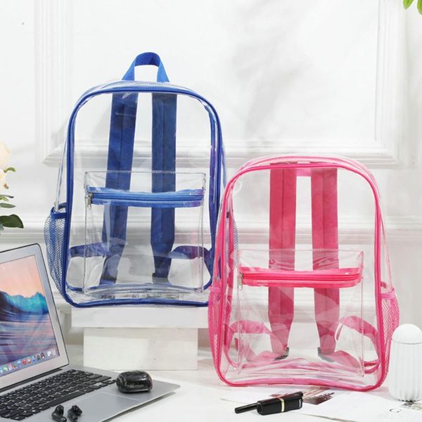 school bags pvc transparent backpack double shoulder strap waterproof large capacity see through for travel 230320
school bags pvc transparent backpack double shoulder strap waterproof large capacity see through for travel 230320