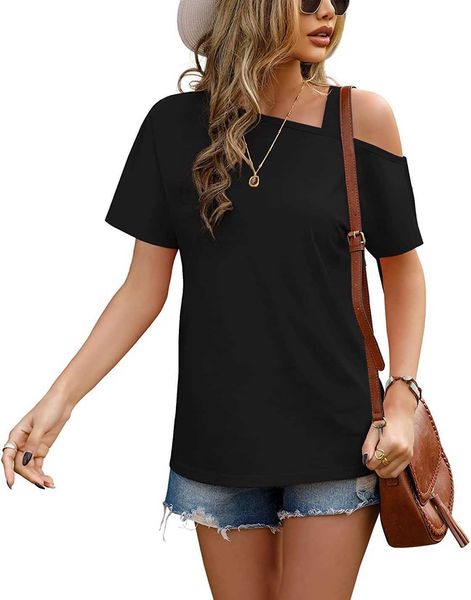women's t-shirt short sleeve casual summer cold shoulder blouse shirts jlri, White
women's t-shirt short sleeve casual summer cold shoulder blouse shirts jlri, White