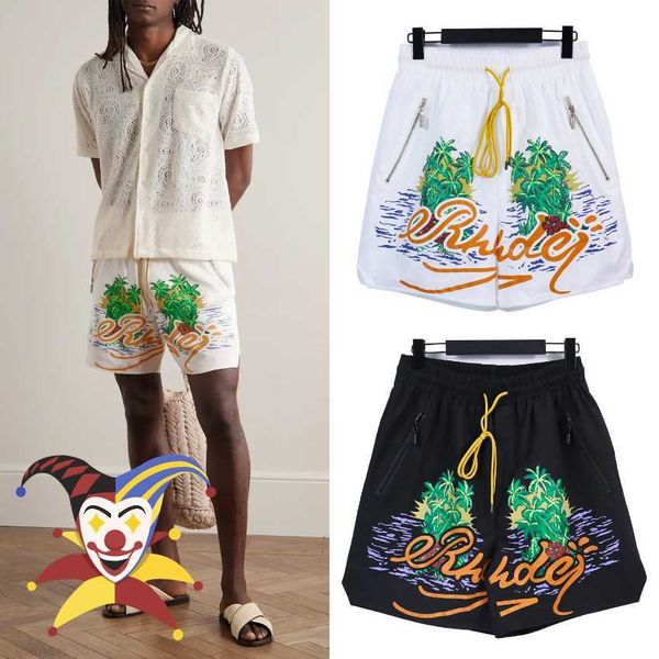 men's shorts coconut oil painting print rhude shorts men women inside mesh breeches with tags, White;black
men's shorts coconut oil painting print rhude shorts men women inside mesh breeches with tags, White;black