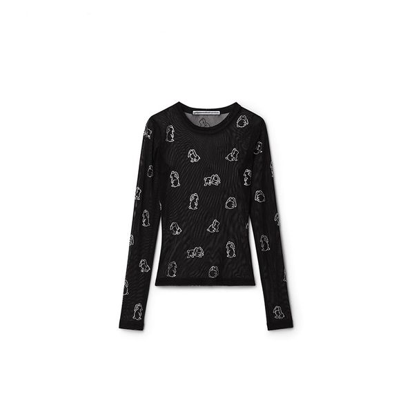 women's t-shirt 23 spring and summer new designer t-shirt gauze mesh drill rabbit pattern long sleeve t-shirt perspective spice girl su, White
women's t-shirt 23 spring and summer new designer t-shirt gauze mesh drill rabbit pattern long sleeve t-shirt perspective spice girl su, White
