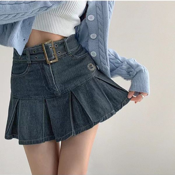 skirts summer denim short women retro high waist aline belt pleated korean ladies fashion girl style 230321, Black
skirts summer denim short women retro high waist aline belt pleated korean ladies fashion girl style 230321, Black