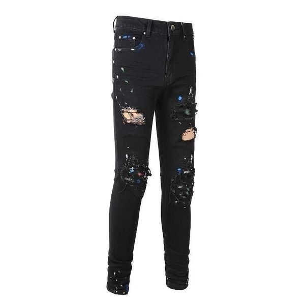 jeans mens am1r1 trousers pants mirri ripped fashion designer brand new men's white embroidery patch elastic slim denim hip hop high qq, Blue
jeans mens am1r1 trousers pants mirri ripped fashion designer brand new men's white embroidery patch elastic slim denim hip hop high qq, Blue