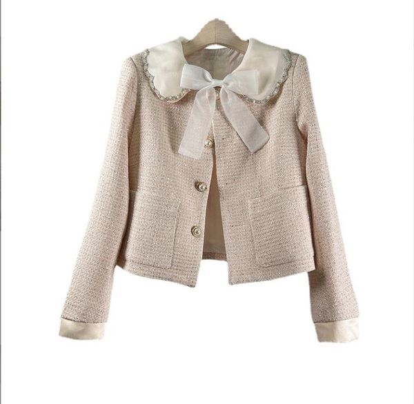 308 xl 2023 spring women's jackets coat long sleeve crew neck tweed button pink white beads fashion womens clothes huilin, Black;brown
308 xl 2023 spring women's jackets coat long sleeve crew neck tweed button pink white beads fashion womens clothes huilin, Black;brown