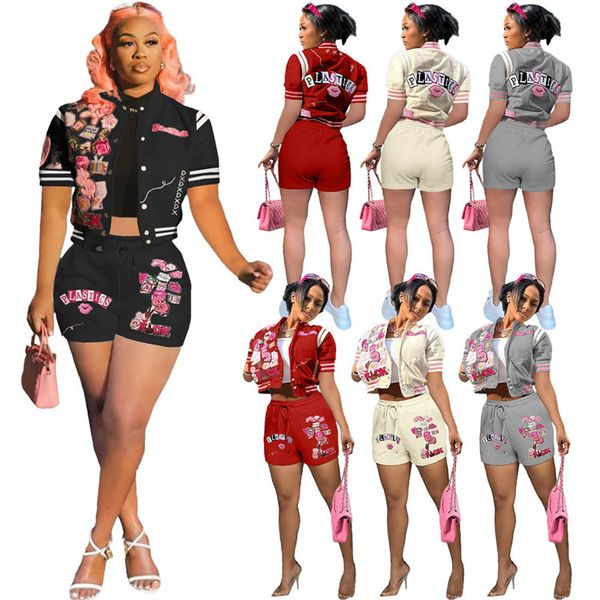 2023 designer brand summer tracksuits women two piece sets baseball uniform outfits short sleeve jacket shorts casual print sportswear jogge, Gray
2023 designer brand summer tracksuits women two piece sets baseball uniform outfits short sleeve jacket shorts casual print sportswear jogge, Gray