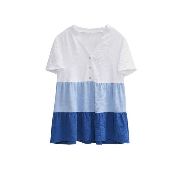 v neck pullover fashion women's blouse button decorated half single breasted loose a-line flare short sleeves ruched panelled contrast, White
v neck pullover fashion women's blouse button decorated half single breasted loose a-line flare short sleeves ruched panelled contrast, White
