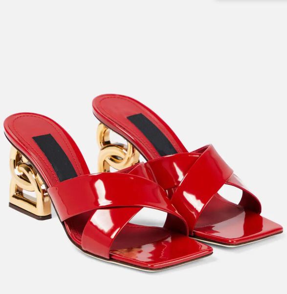 women sandal high heels mule slippers heel-detailed shiny leather sandals womens logo-heel crossover strap mules eu35-43 with box, Black
women sandal high heels mule slippers heel-detailed shiny leather sandals womens logo-heel crossover strap mules eu35-43 with box, Black