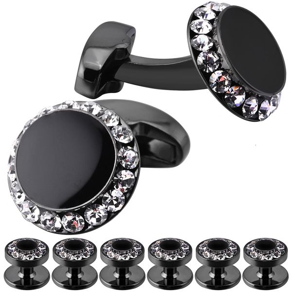 cuff links arrival links and studs set for men classic black enamel crystal tuxedo shirt jewelry button mens wedding gift 230320, Silver
cuff links arrival links and studs set for men classic black enamel crystal tuxedo shirt jewelry button mens wedding gift 230320, Silver