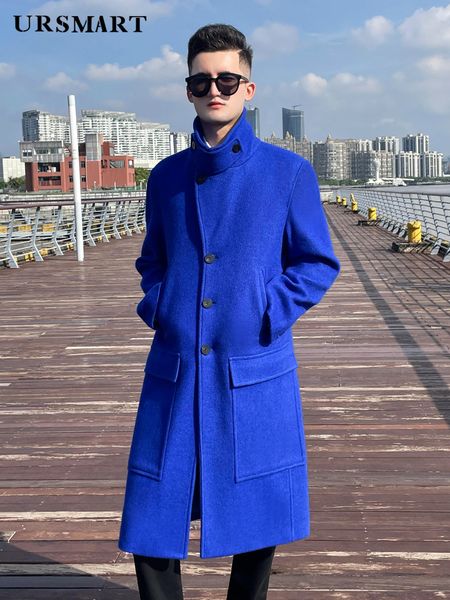 men's wool blends trench long coat double breasted thickened liner neck protection autumn and winter warm fashion blue 230320, Black
men's wool blends trench long coat double breasted thickened liner neck protection autumn and winter warm fashion blue 230320, Black