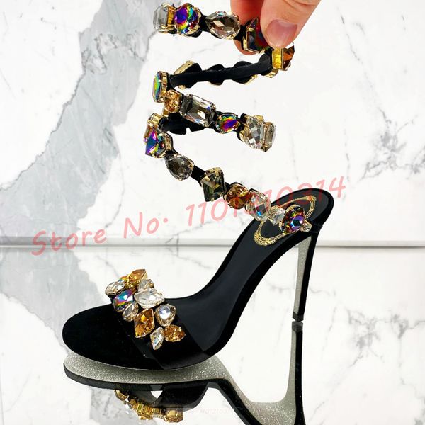 sandals gems strap snake heel colorful crystal elegant evening shoes real leather black luxury design 230321
sandals gems strap snake heel colorful crystal elegant evening shoes real leather black luxury design 230321