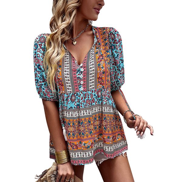 v neck pullover fashion women's blouse button half single breasted loose a-line puff 1/2 sleeves ruched panelled tassels sashes floral, White
v neck pullover fashion women's blouse button half single breasted loose a-line puff 1/2 sleeves ruched panelled tassels sashes floral, White