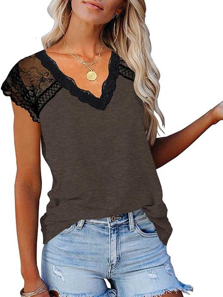 women's lace basic v-neck t-shirts short sleeve loose fitting tunic tank z05q, White
women's lace basic v-neck t-shirts short sleeve loose fitting tunic tank z05q, White