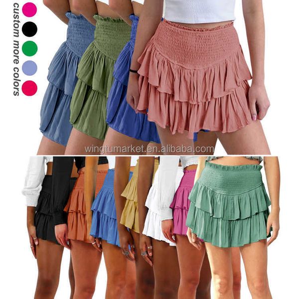 short skirt wholesale wrinkle summer smocking pleated ruffle mini women, Black;gray
short skirt wholesale wrinkle summer smocking pleated ruffle mini women, Black;gray