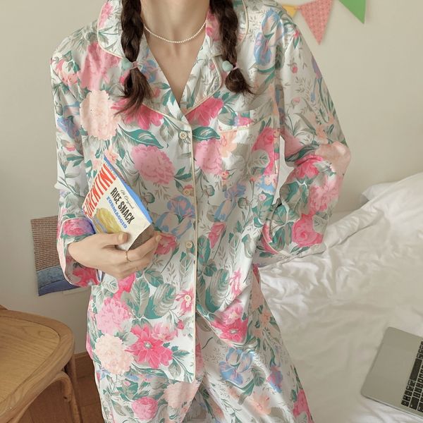 women's sleepwear pajamas women's silk long-sleeved pajamas suit flower printed high-grade ice silk can be worn outside home wear, Black;red
women's sleepwear pajamas women's silk long-sleeved pajamas suit flower printed high-grade ice silk can be worn outside home wear, Black;red
