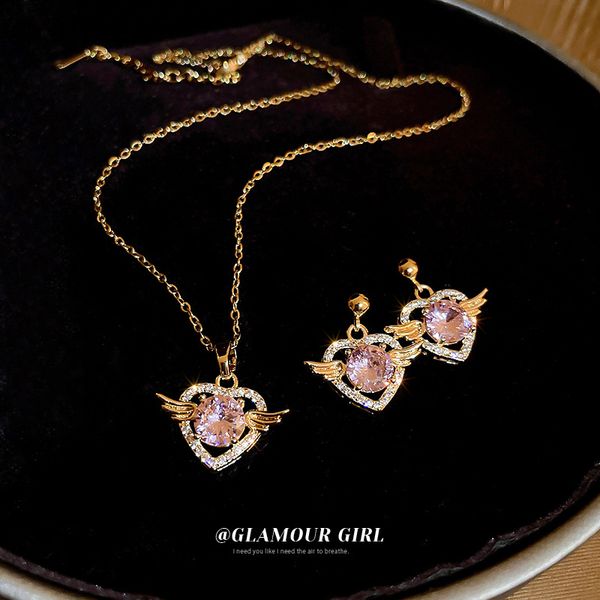 afshor korean pink crystal angel wings heart pendant necklace for woman minimalist jewelry girl's earrings 2023 new cupid arrow birthda, Silver
afshor korean pink crystal angel wings heart pendant necklace for woman minimalist jewelry girl's earrings 2023 new cupid arrow birthda, Silver