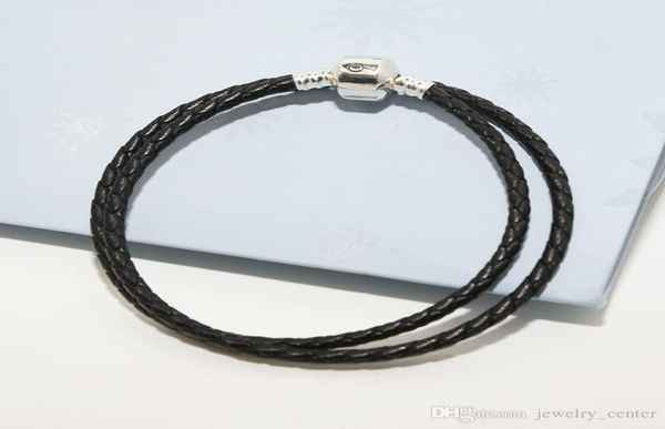 black braided doubleleather charm bracelet original box sets for pandora 925 sterling silver luxury designer women mens bracelets7123378, Golden;silver 
black braided doubleleather charm bracelet original box sets for pandora 925 sterling silver luxury designer women mens bracelets7123378, Golden;silver