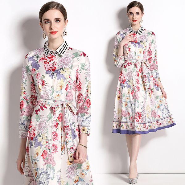 summer elegant flowers print button shirt dress sash bow fitted ladies cardigan midi dress 2023 designer runway women stylish casual office, Black;gray
summer elegant flowers print button shirt dress sash bow fitted ladies cardigan midi dress 2023 designer runway women stylish casual office, Black;gray
