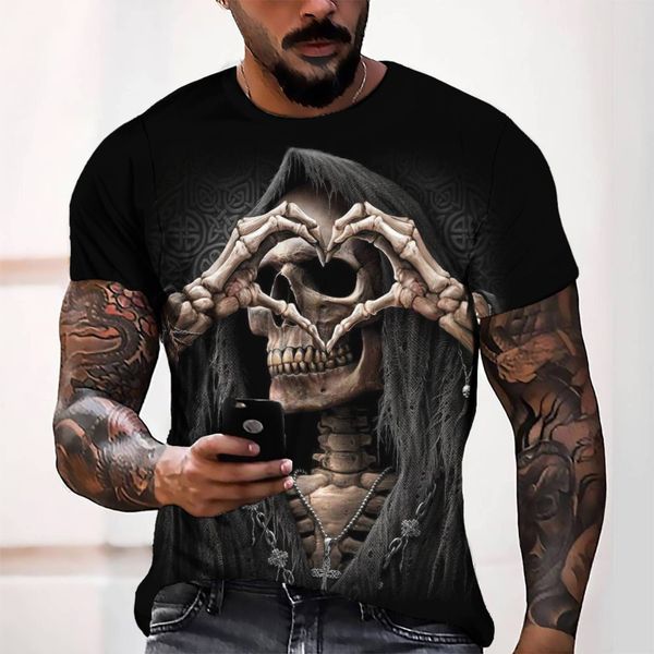 short sleeve t-shirt 170g imitation cotton stretcher men's skull 3d digital printing men's t-shirts, White;black
short sleeve t-shirt 170g imitation cotton stretcher men's skull 3d digital printing men's t-shirts, White;black