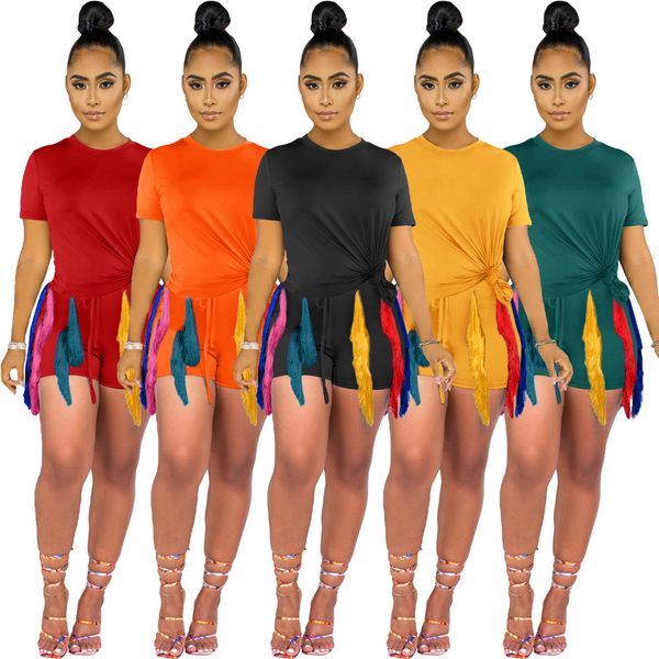 2023 designer summer outfits women tracksuits two 2 pieces sets short sleeve t-shirt and tassels shorts sportswear solid sweatsuits bulk who, Gray
2023 designer summer outfits women tracksuits two 2 pieces sets short sleeve t-shirt and tassels shorts sportswear solid sweatsuits bulk who, Gray