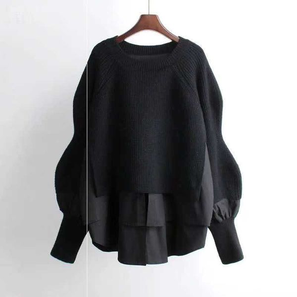 knit sweater women winter fake two-piece fashion loose round neck design sense pullover thin long-sleeved oversize sweater, White;black
knit sweater women winter fake two-piece fashion loose round neck design sense pullover thin long-sleeved oversize sweater, White;black