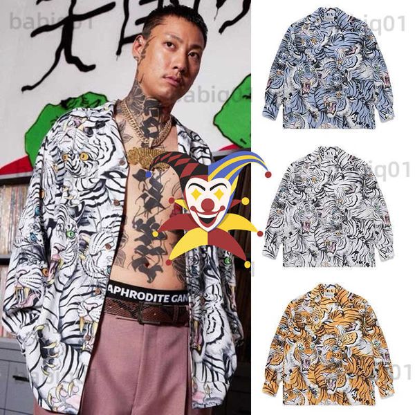 men's casual shirts 2022ss wacko maria shirts men women full tigers print hawaiian long sleeve shirt t230321, White;black
men's casual shirts 2022ss wacko maria shirts men women full tigers print hawaiian long sleeve shirt t230321, White;black