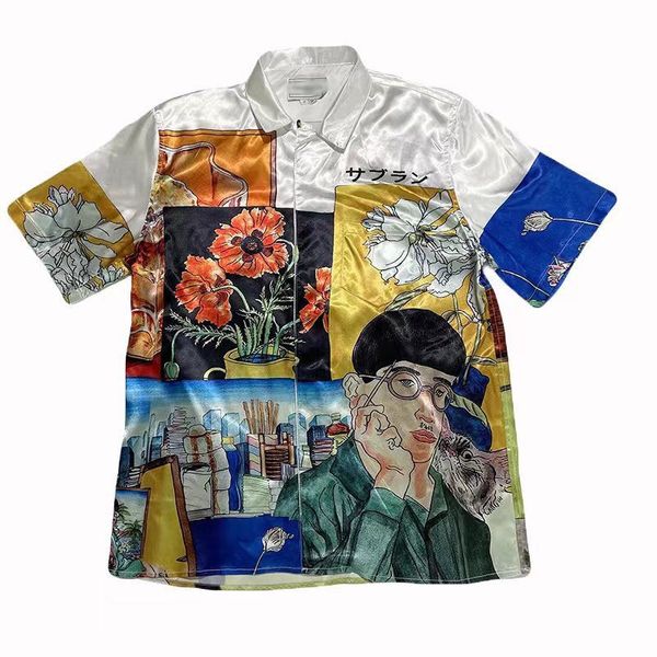 summer new casablanca short sleeve t-shirt shirt artist oil painting japanese style relaxed casual versatile, White;black
summer new casablanca short sleeve t-shirt shirt artist oil painting japanese style relaxed casual versatile, White;black