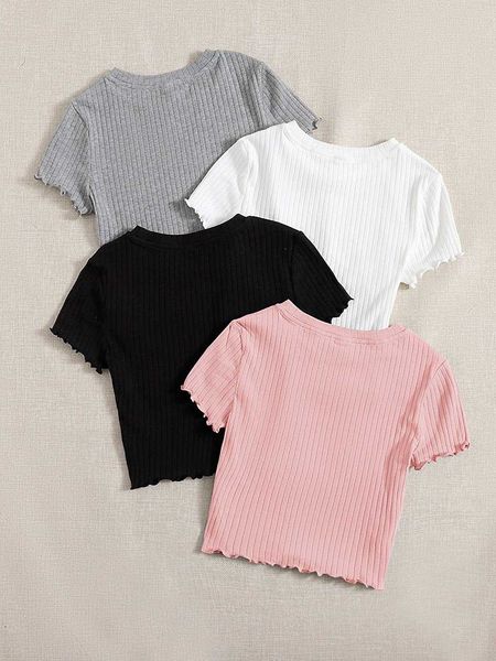women's t-shirt 4 pack short sleeve trim ribbed knit tees crop solid color short t-shirt 90jg, White
women's t-shirt 4 pack short sleeve trim ribbed knit tees crop solid color short t-shirt 90jg, White