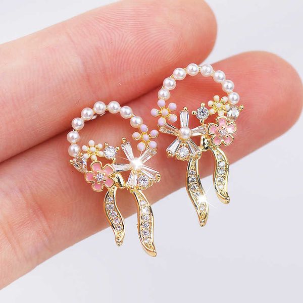 charm french romantic pink color flower exquisite bowknot zircon earrings for women simple light luxury lady pearl stud earring gift g230320, Golden
charm french romantic pink color flower exquisite bowknot zircon earrings for women simple light luxury lady pearl stud earring gift g230320, Golden
