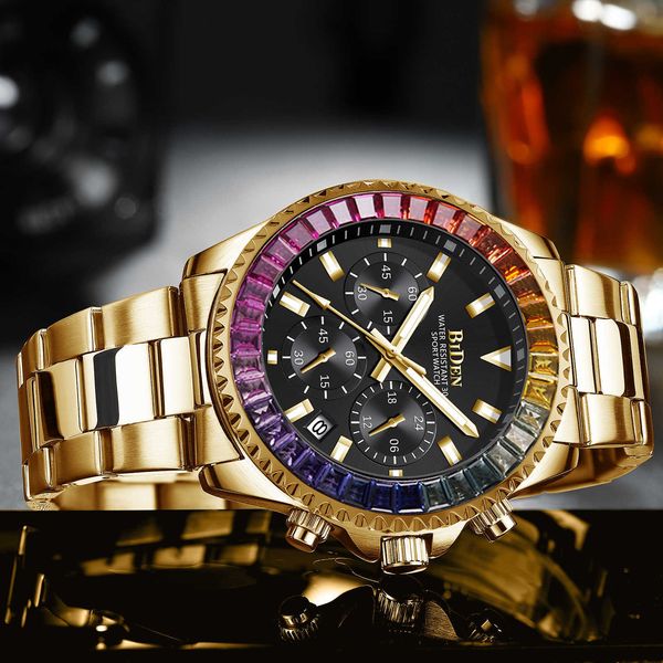 luxury ornamentsbiden gold watch mens rainbow diamonds bezel fashion quartz wrist watches full steel chronograph aaa clocks reloj hombre, Silver
luxury ornamentsbiden gold watch mens rainbow diamonds bezel fashion quartz wrist watches full steel chronograph aaa clocks reloj hombre, Silver