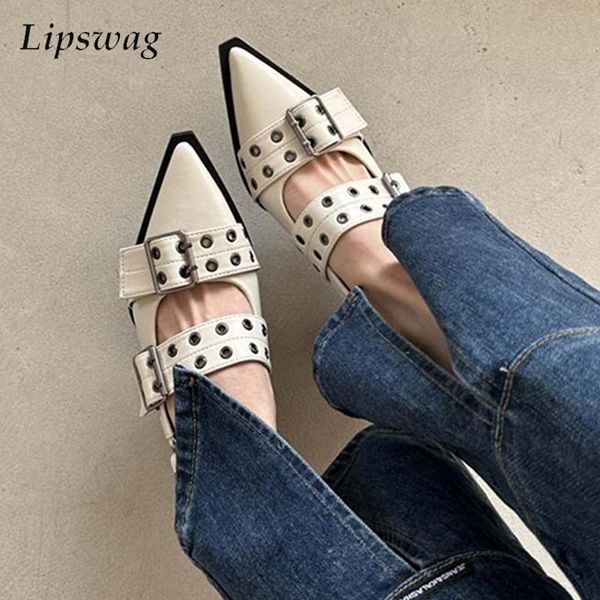 dress shoes summer women sandals retro punk style pointed pu leather solid casual female metal buckle high heels toe 230321, Black
dress shoes summer women sandals retro punk style pointed pu leather solid casual female metal buckle high heels toe 230321, Black