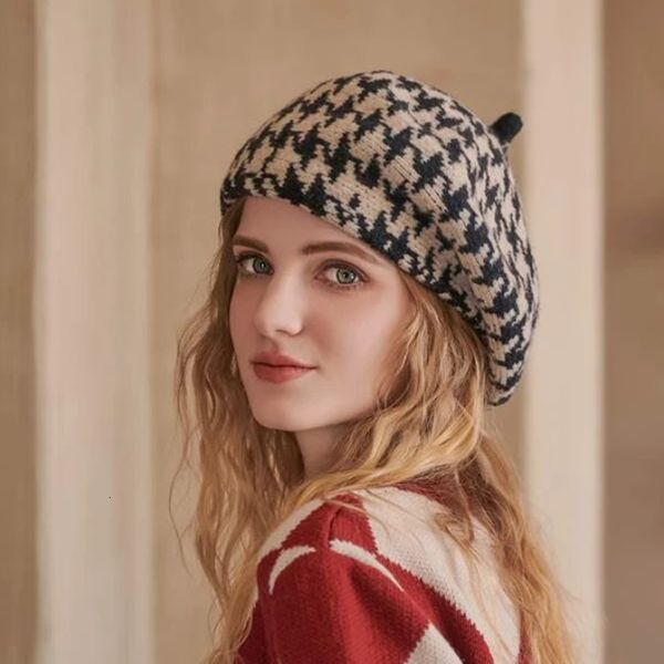 berets autumn winter women's thousand bird plaid beret style beanie knit hat warm keeping fashion artist art painter hat cap 230321, Blue;gray
berets autumn winter women's thousand bird plaid beret style beanie knit hat warm keeping fashion artist art painter hat cap 230321, Blue;gray