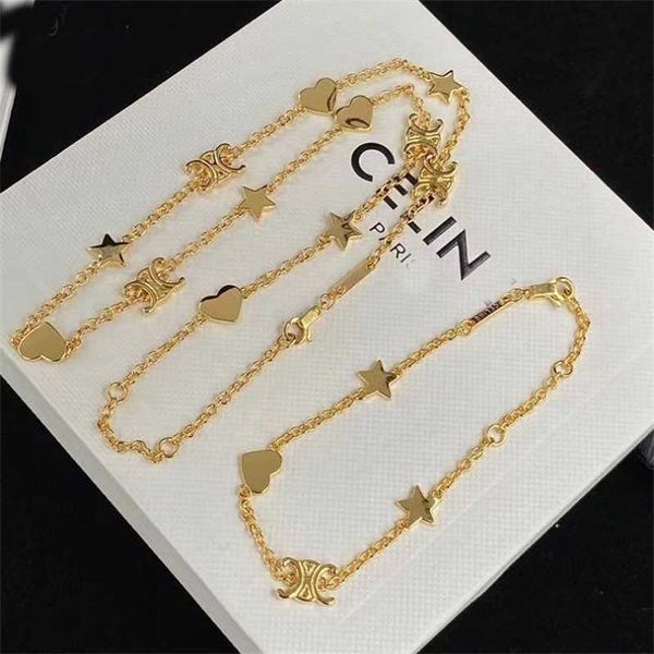 designer jewelry o-chain five-pointed star love letter necklace arc de triomphe brass material niche design collar chain, Black
designer jewelry o-chain five-pointed star love letter necklace arc de triomphe brass material niche design collar chain, Black