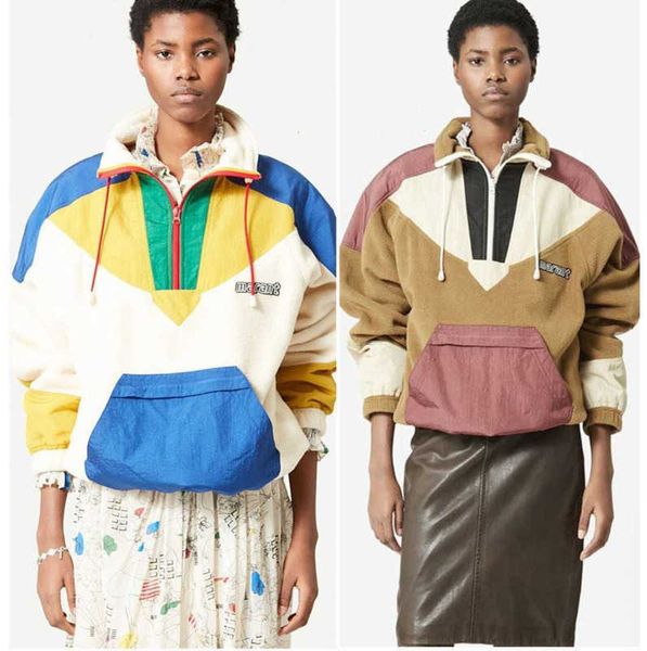 isabel marant etoile zip-up bomber jacket alphabet fleece zipper contrast splice polo pullover sweatshirt women long sleeve loose, Black;brown
isabel marant etoile zip-up bomber jacket alphabet fleece zipper contrast splice polo pullover sweatshirt women long sleeve loose, Black;brown