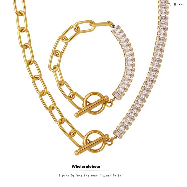 ot buckle design zircon personalized bracelet necklace jewelry set sun gold color jewelry, Silver
ot buckle design zircon personalized bracelet necklace jewelry set sun gold color jewelry, Silver